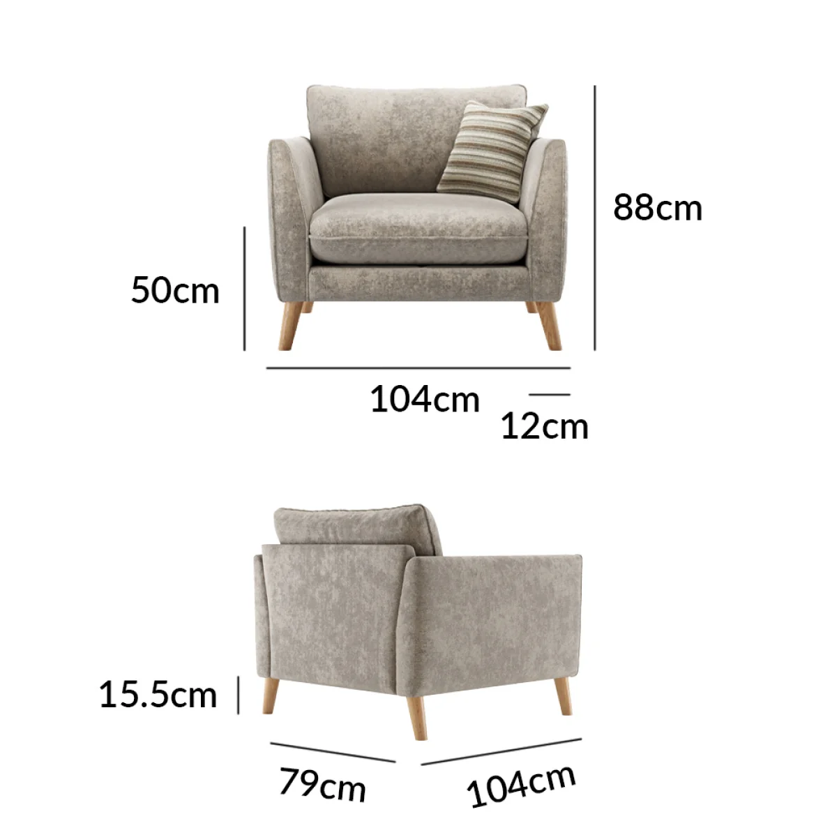 Palermo Truffle Chenille Fabric Armchair – image 2