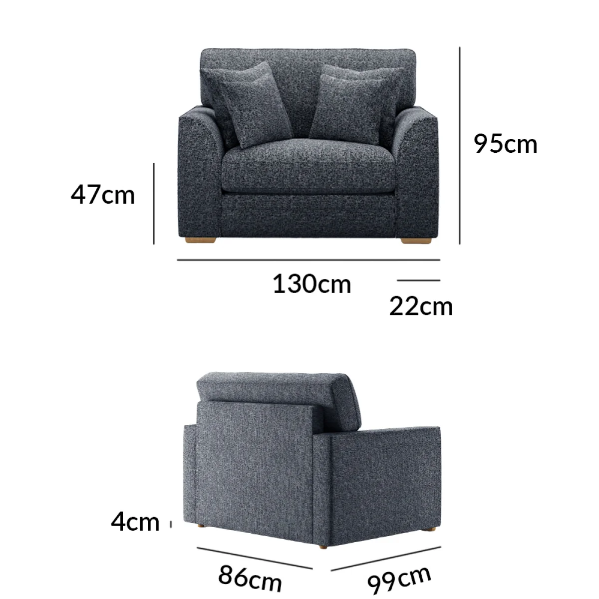 Jasper Navy Chenille Fabric Love Chair – image 9