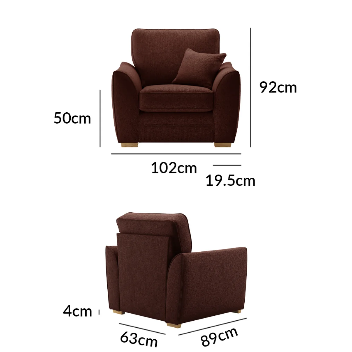 Bella Rustic Fabric Armchair – image 9