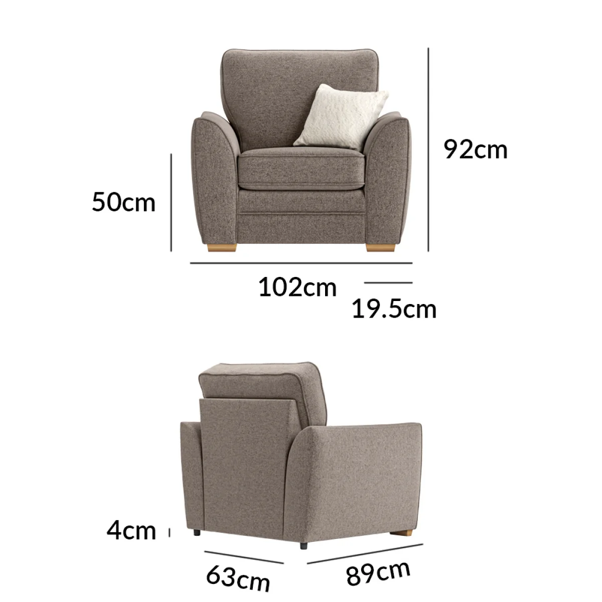 Bella Mocha Fabric Armchair – image 11
