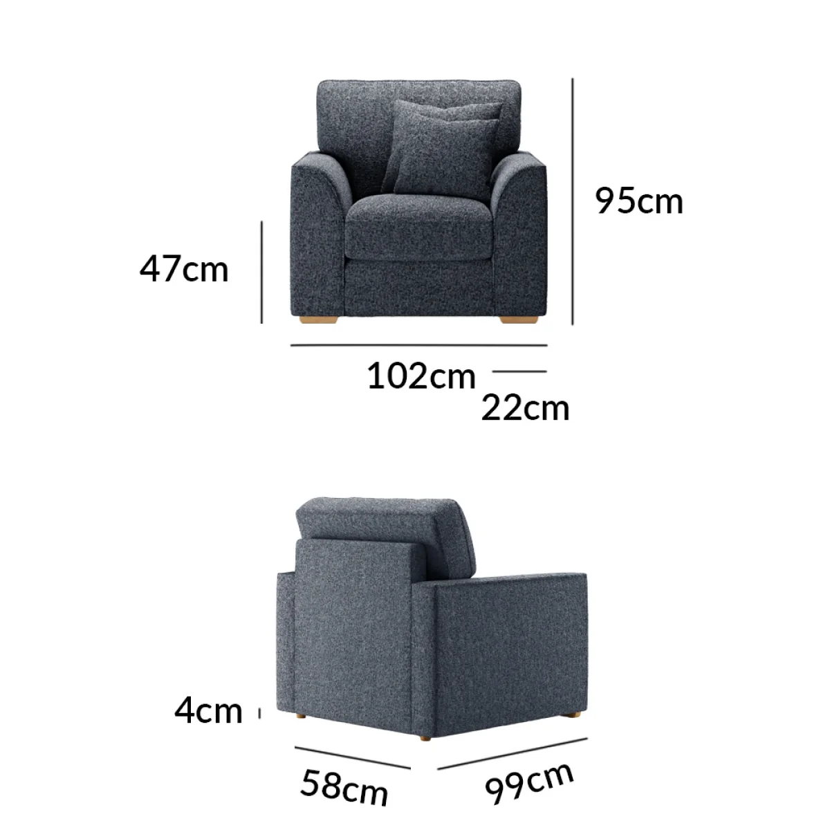 Jasper Navy Chenille Fabric Armchair – image 8