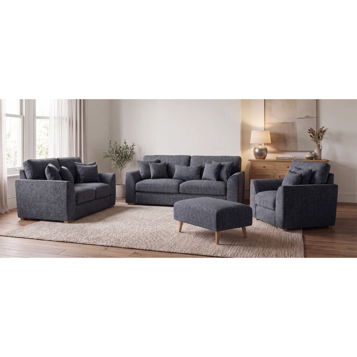 Jasper Navy Chenille Fabric Armchair – image 9
