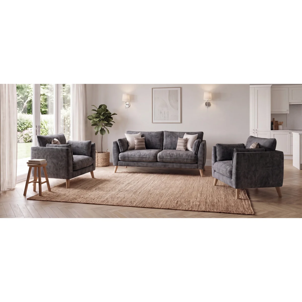 Palermo Graphite Chenille Fabric Armchair – image 12