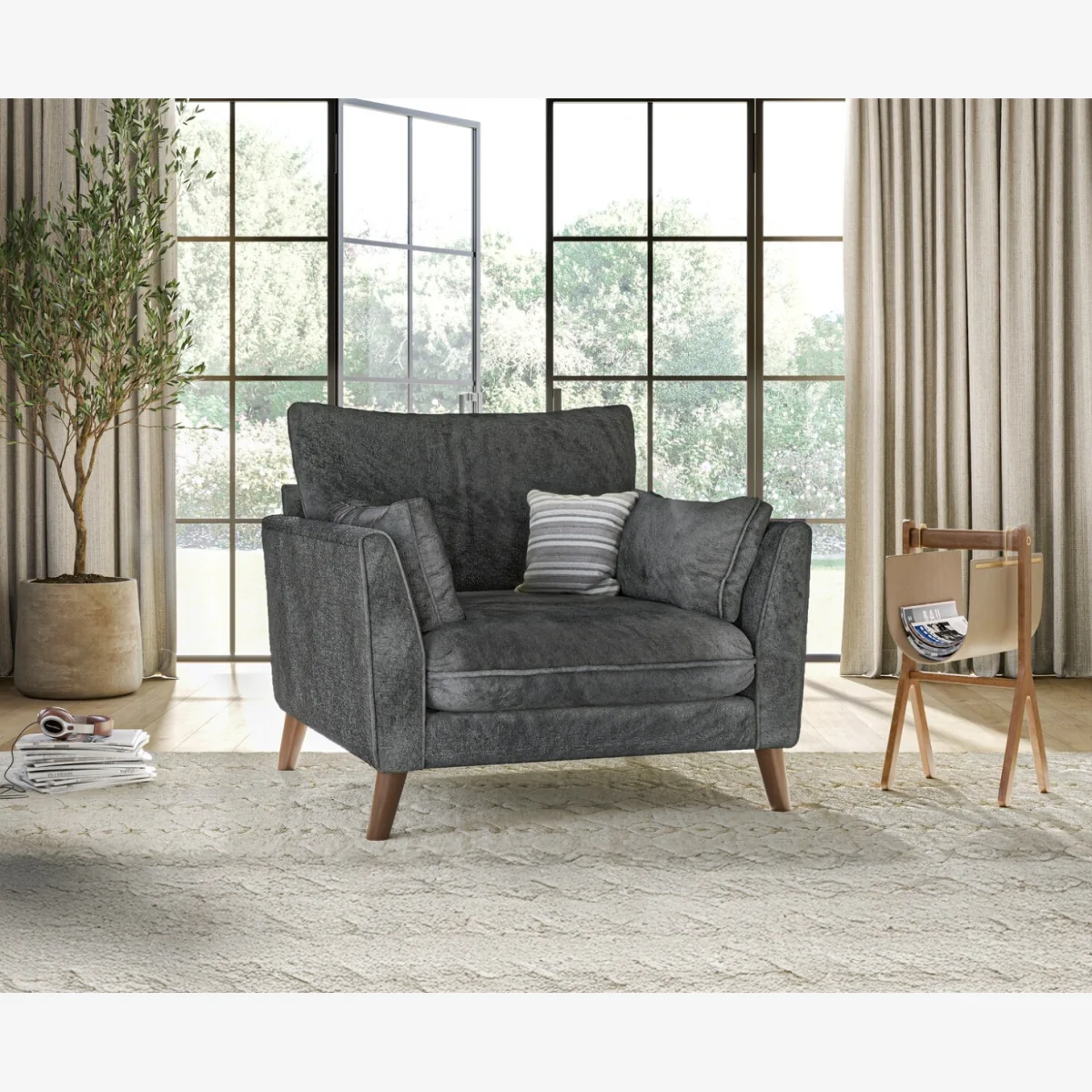 Palermo Graphite Chenille Fabric Armchair – image 1