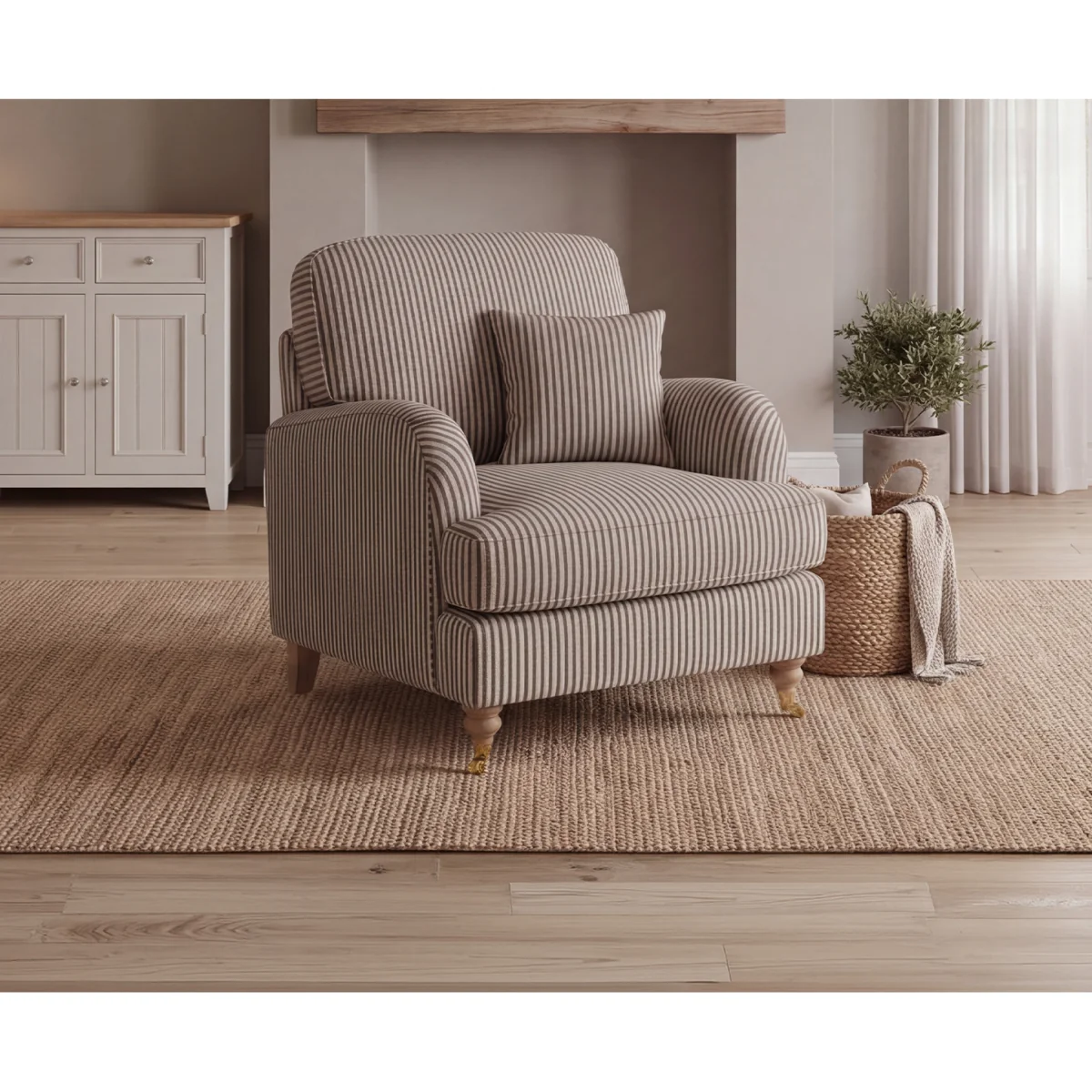 Chilworth Cove Navy Striped Fabric Armchair – image 2