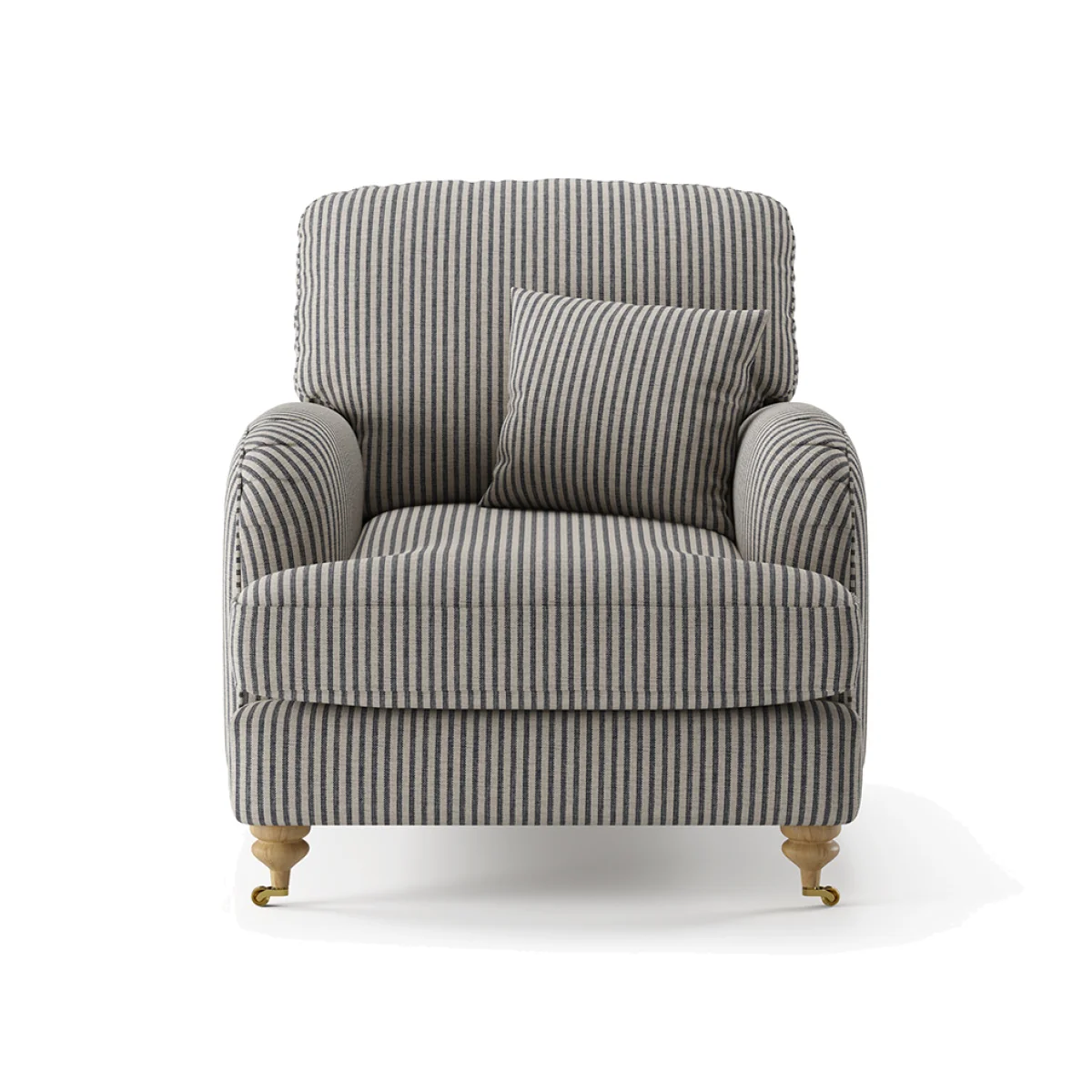 Chilworth Cove Navy Striped Fabric Armchair – image 1