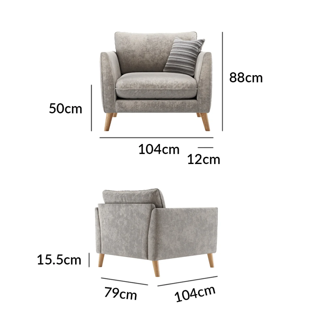 Palermo Silver Chenille Fabric Armchair – image 2