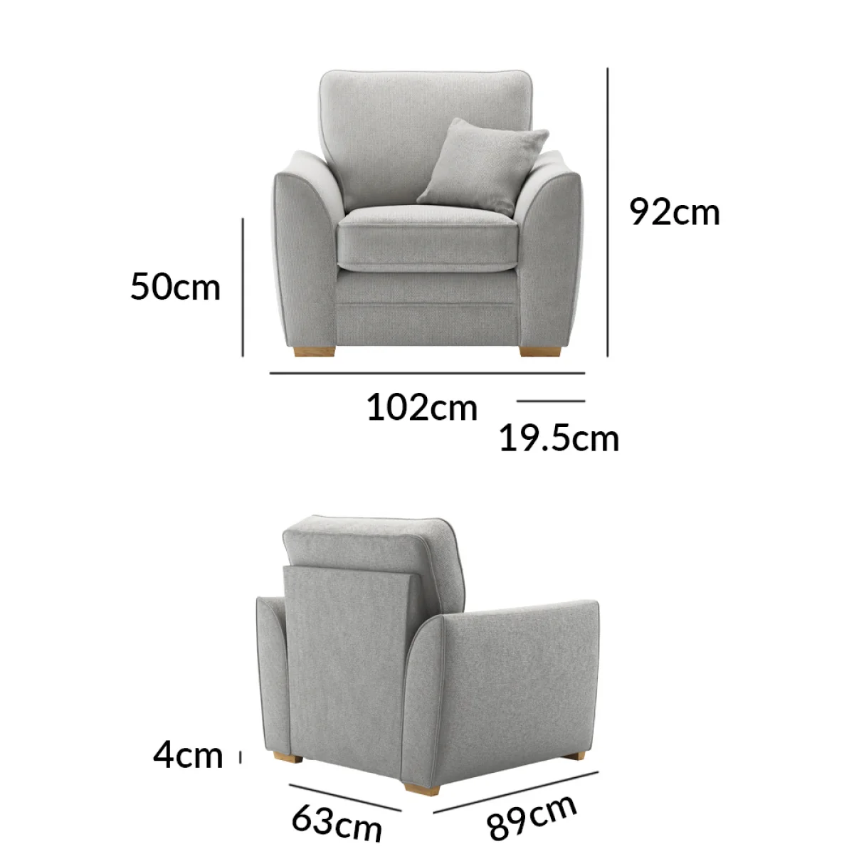 Bella Silver Fabric Armchair – image 9
