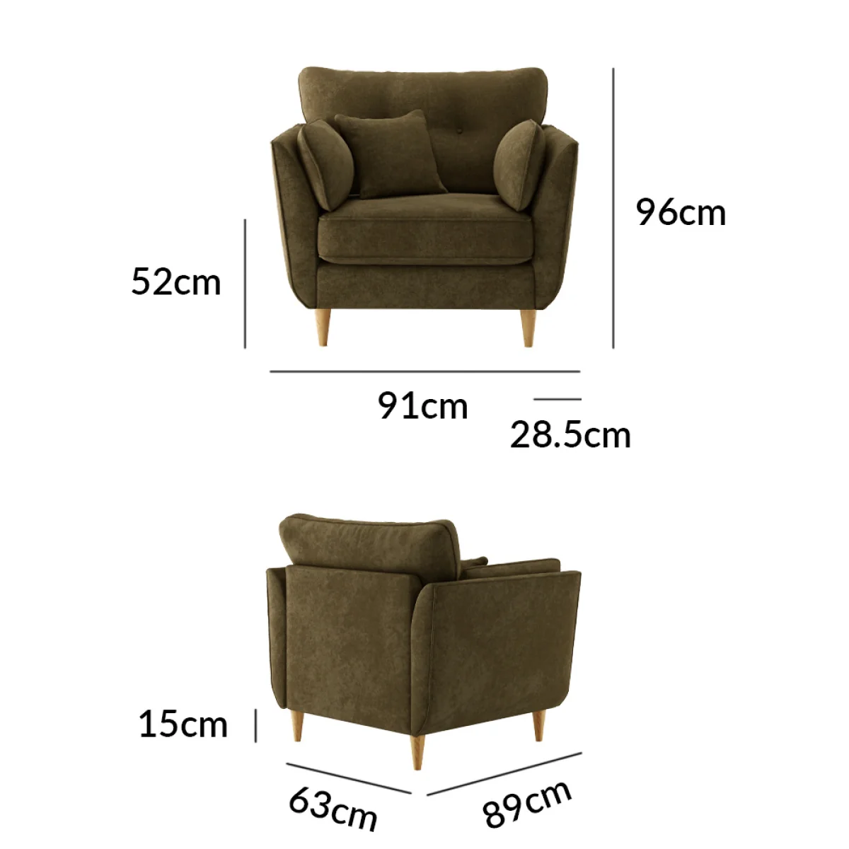 Capri Sage Chenille Fabric Armchair – image 9