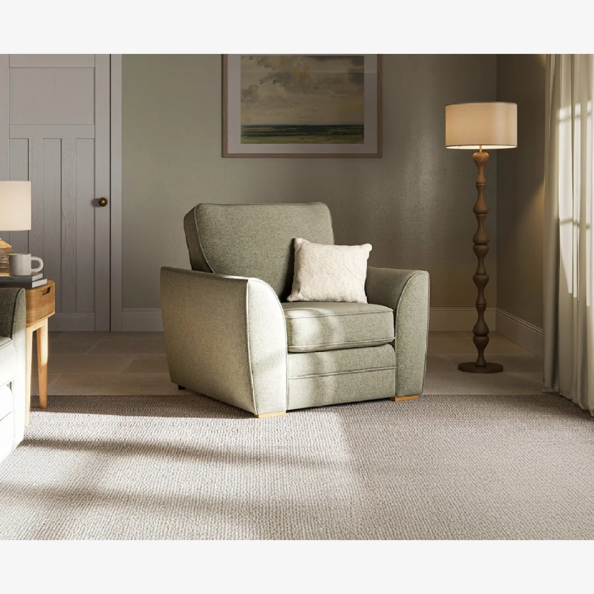 Bella Olive Fabric Armchair