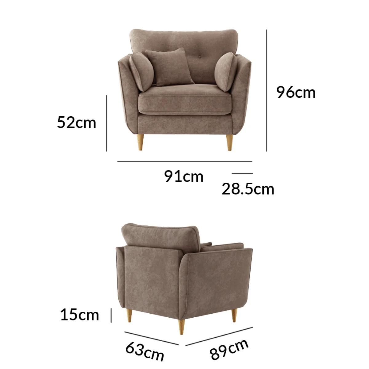 Capri Latte Chenille Fabric Armchair – image 9
