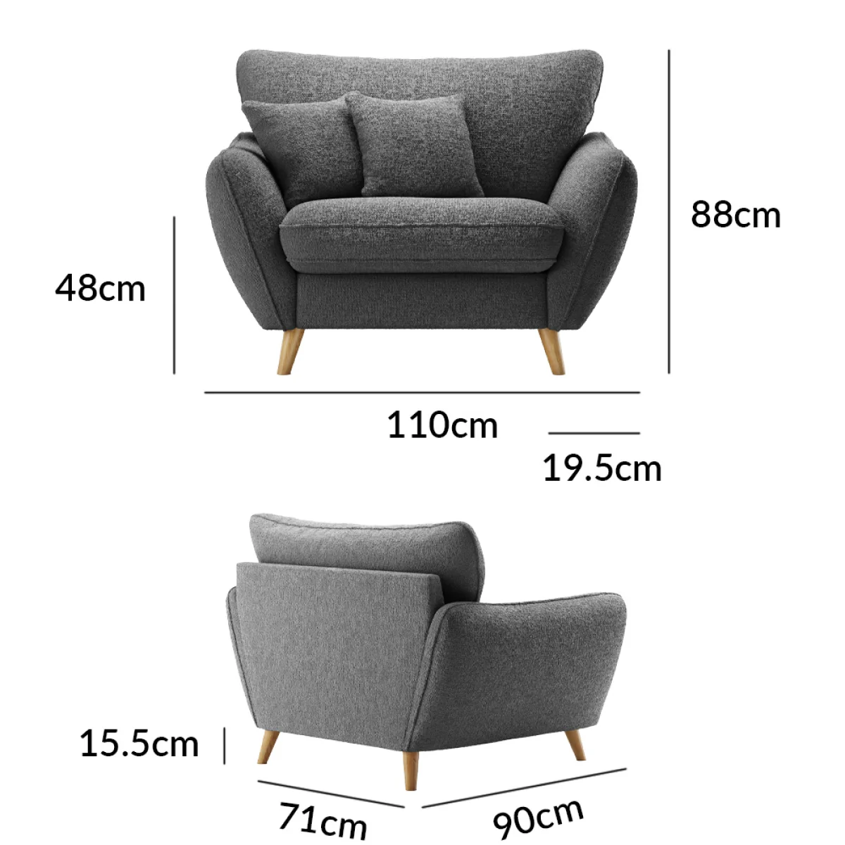 Palma Charcoal Chenille Fabric Armchair – image 8