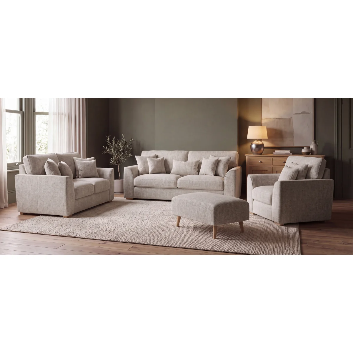 Jasper Natural Chenille Fabric Love Chair – image 8