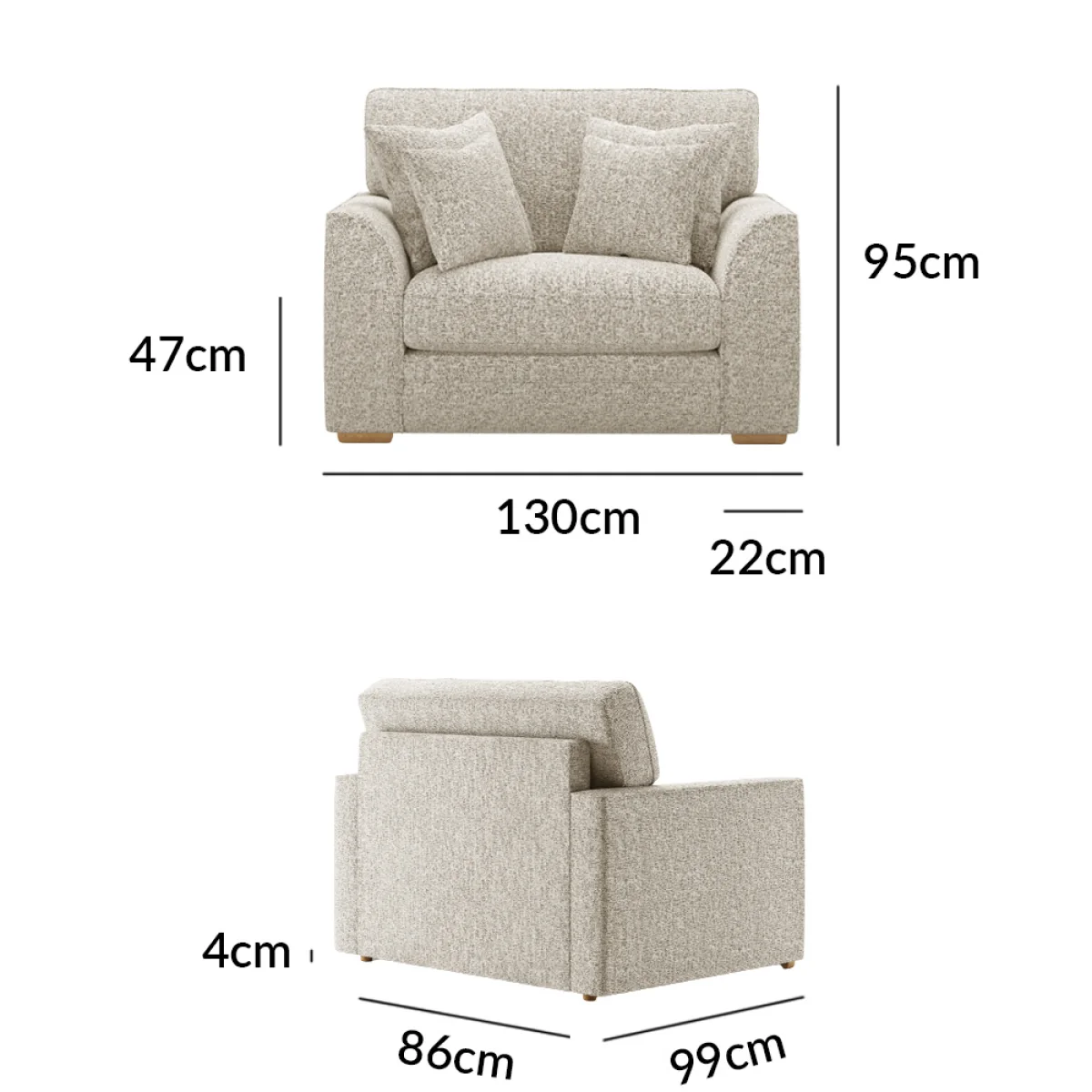 Jasper Natural Chenille Fabric Love Chair – image 9