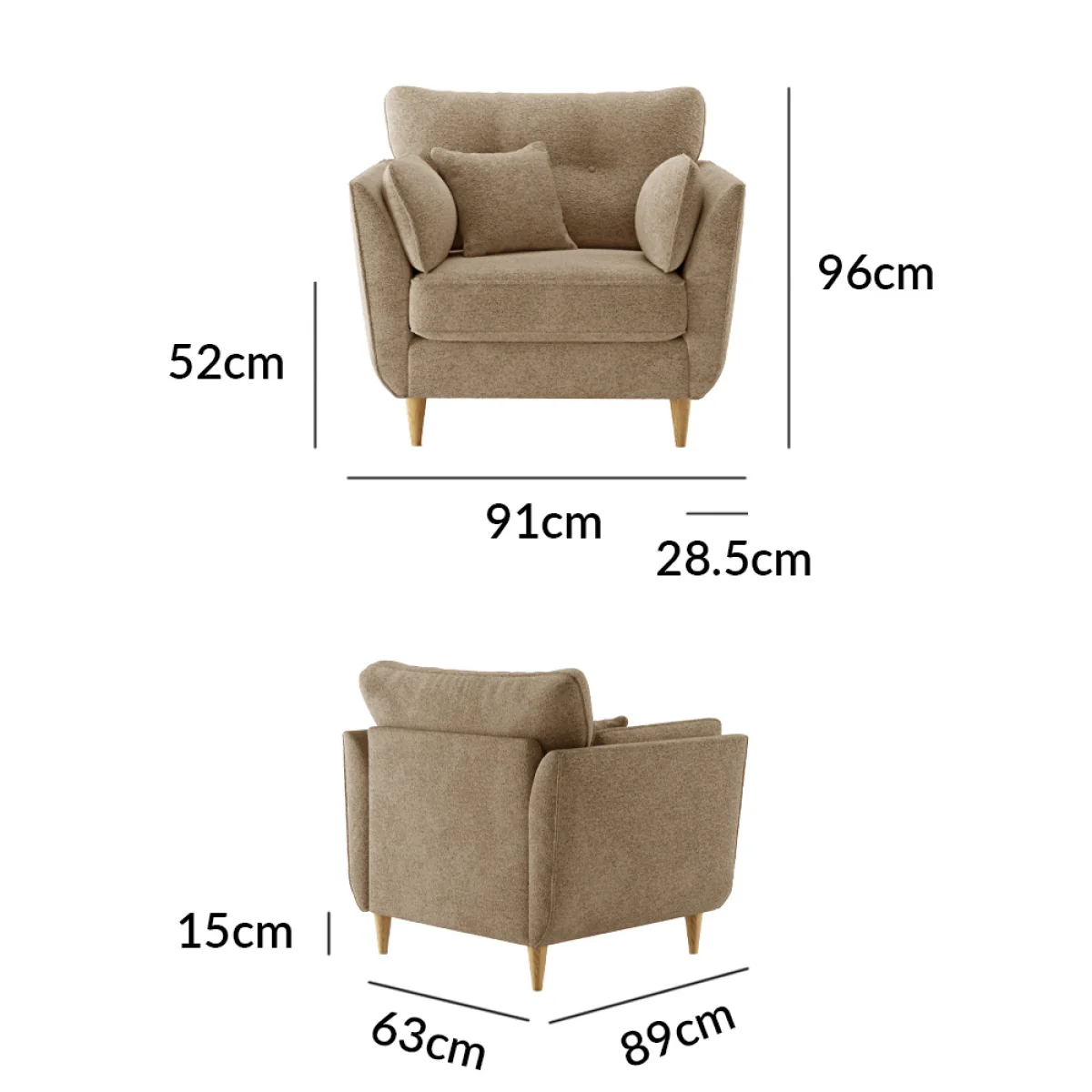 Capri Caramel Boucle Fabric Armchair – image 8