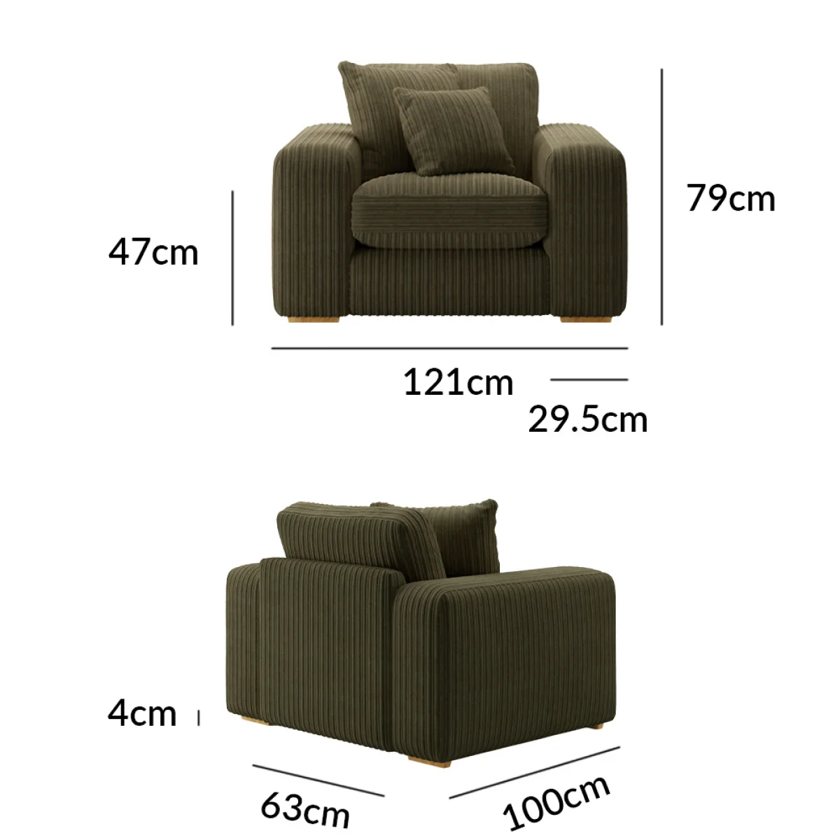 Milan Moss Green Fabric Armchair – image 9