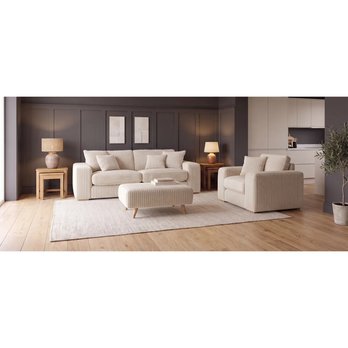 Milan Ivory Fabric Armchair – image 8