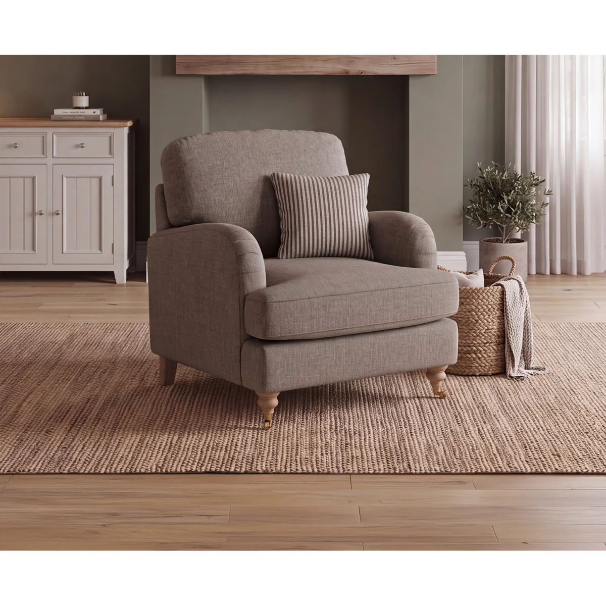 Chilworth Grey Fabric Armchair with Grey Cushion – image 2