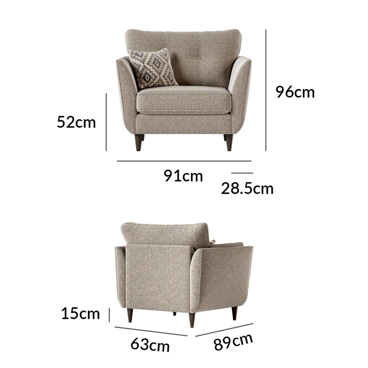 Capri Mushroom Fabric Armchair – image 14