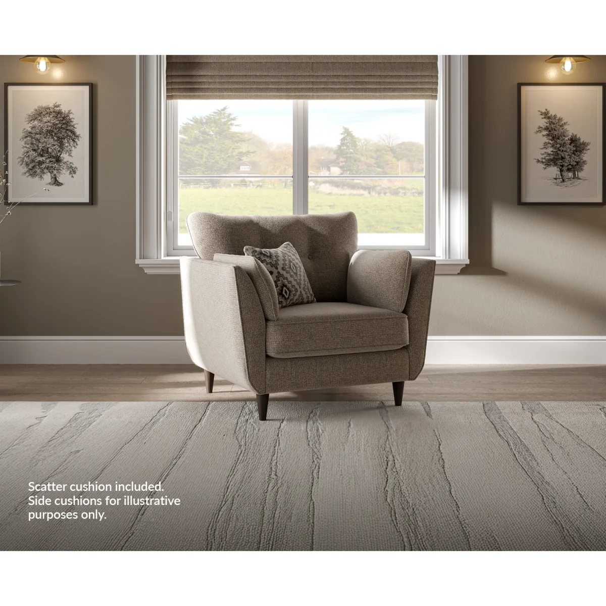 Capri Mushroom Fabric Armchair – image 3