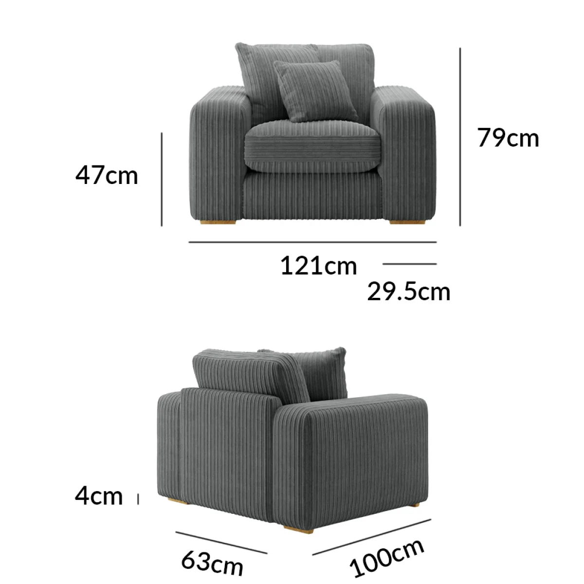 Milan Grey Fabric Armchair – image 9