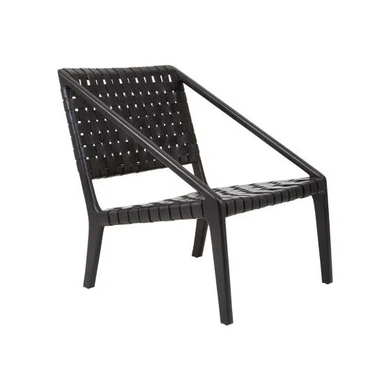 Olivia's KoKo Leaned Woven Occasional Chair Black Leather – image 1