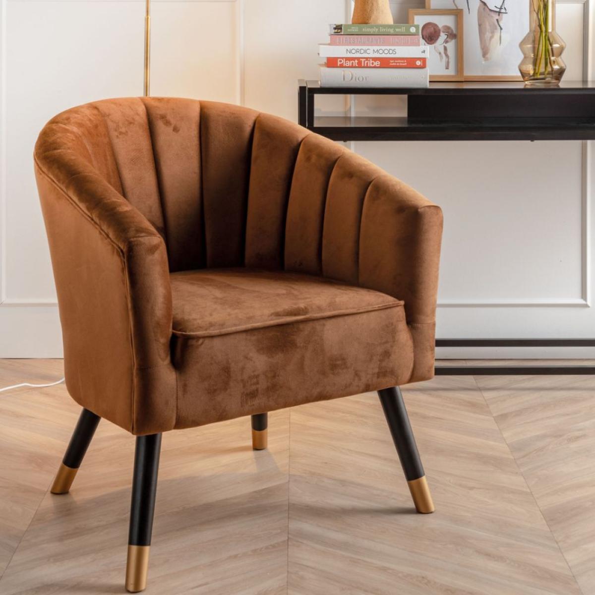 Leitmotiv Royal Velvet Chair in Chocolate Brown – image 3