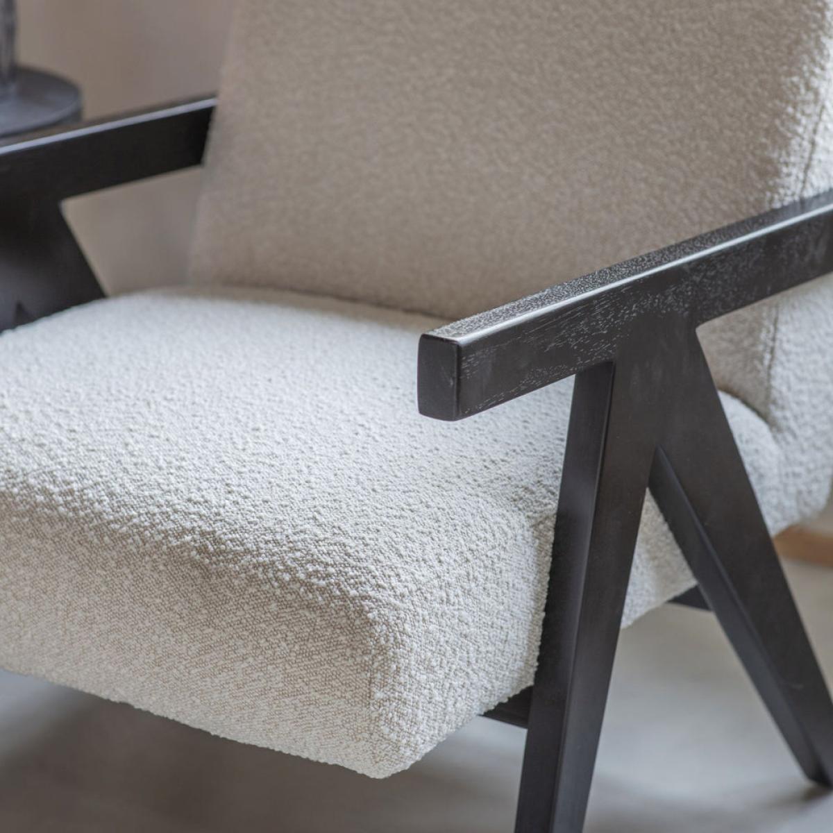 Libra Calm Neutral Collection - San Diego Wooden Frame Cream Boucle Armchair – image 5