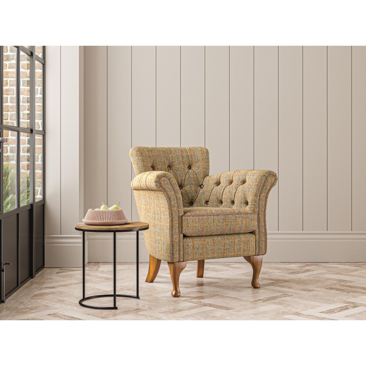 Wood Bros Knapton Armchair in Herringbone Moss With Veneto Rust Trim and Light Oak Feet – image 2