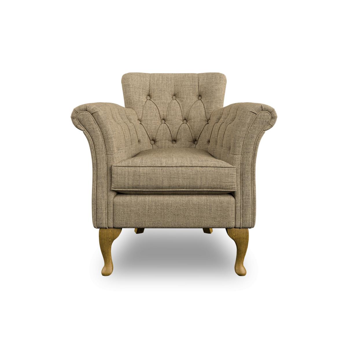 Wood Bros Knapton Armchair in Herringbone Moss With Veneto Rust Trim and Light Oak Feet – image 3