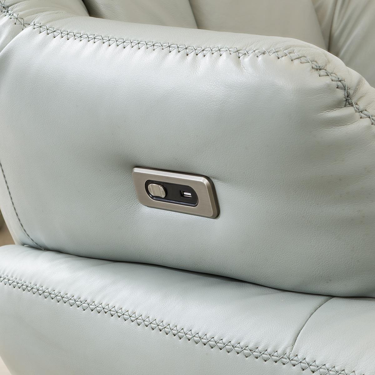 Exdisplay Powered Recliner Occasional Armchair Blue Leather Swivel Base – image 6