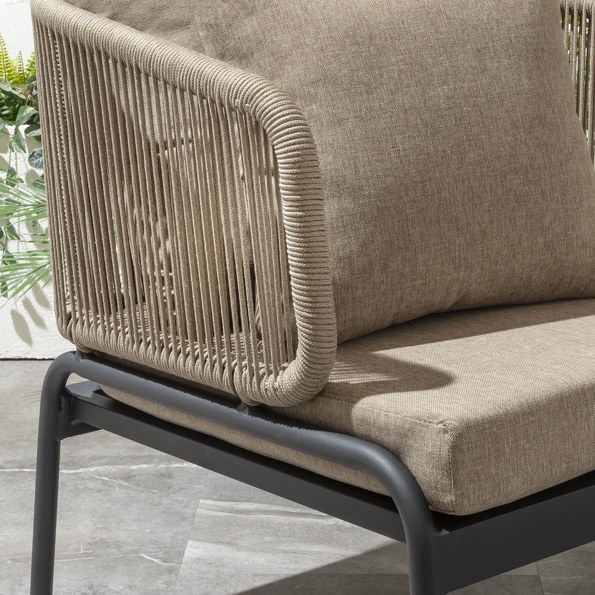 Set of 2 Modern Outdoor Armchairs with Pouf Patio Garden Furniture – image 4