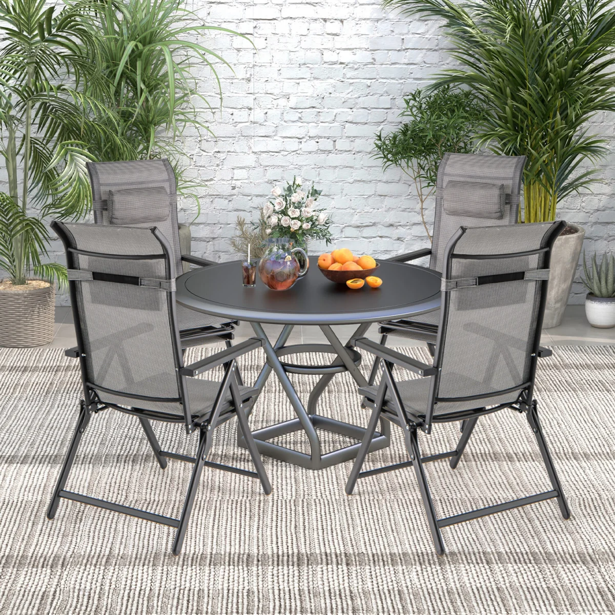 Set of 2 Folding Lounge Chairs - Grey – image 4