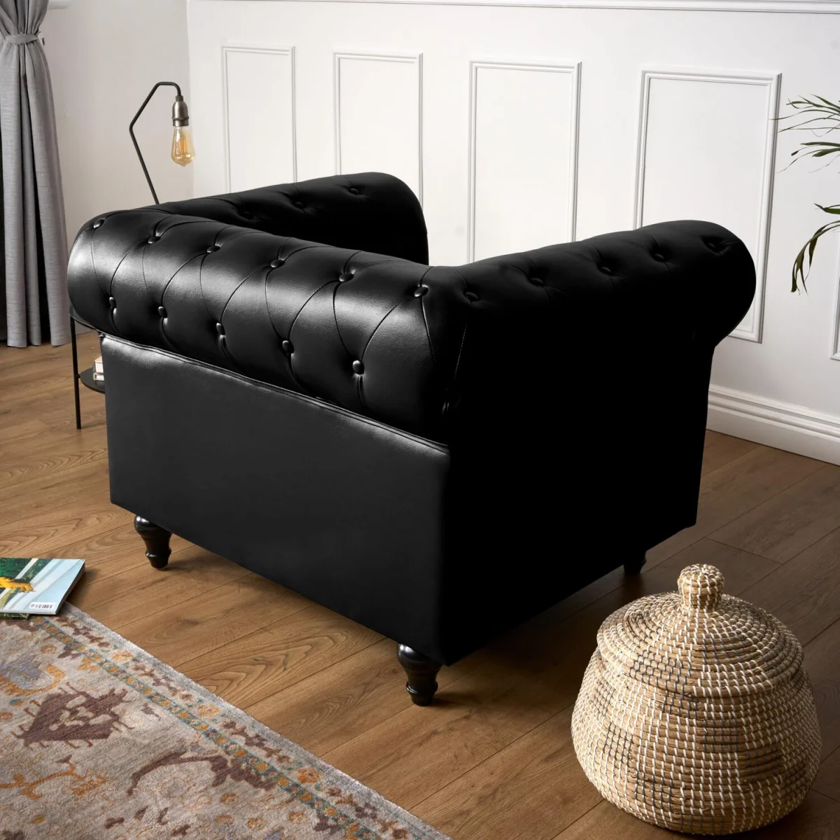 Bargainia Black Faux Leather Chesterfield Armchair - Black – image 5