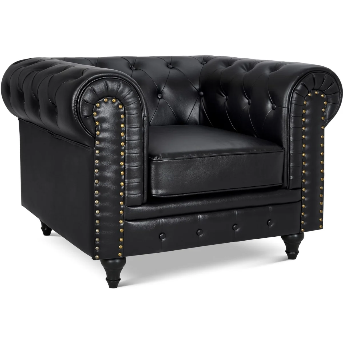Bargainia Black Faux Leather Chesterfield Armchair - Black – image 6