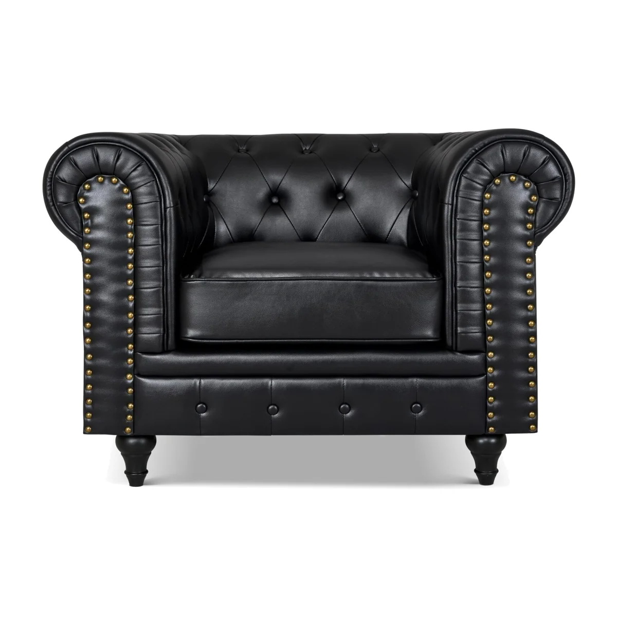 Bargainia Black Faux Leather Chesterfield Armchair - Black – image 1