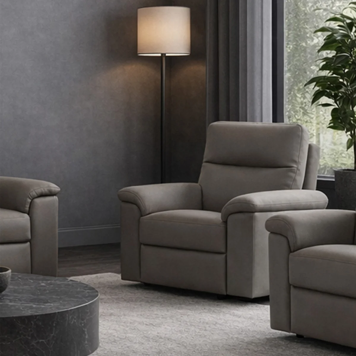 Marlowe Real Leather Power Recliner Armchair with USB Charging - Slate – image 3