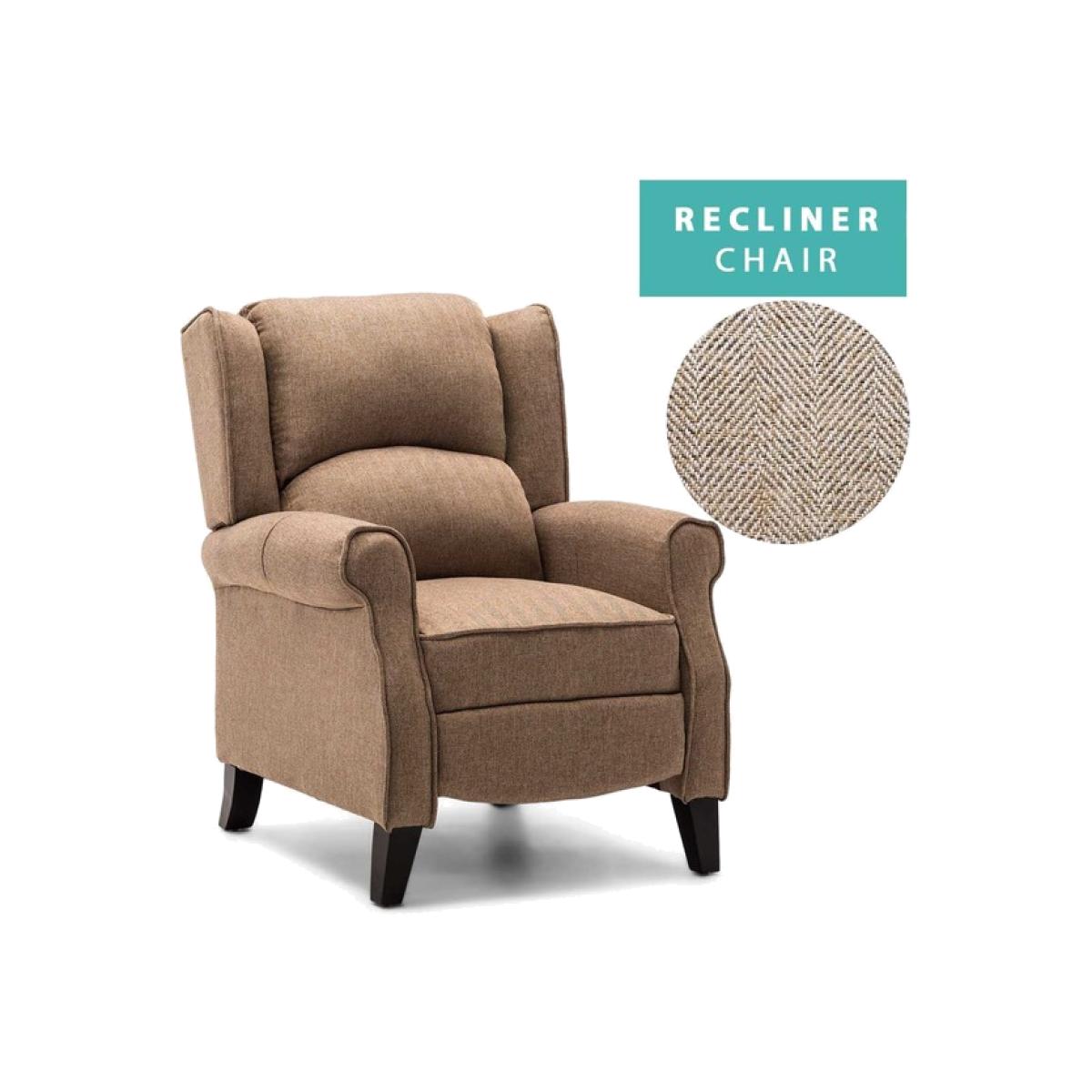 COTSWORLD HERRINGBONE Fireside Recliner Armchair - Beige Herringbone
