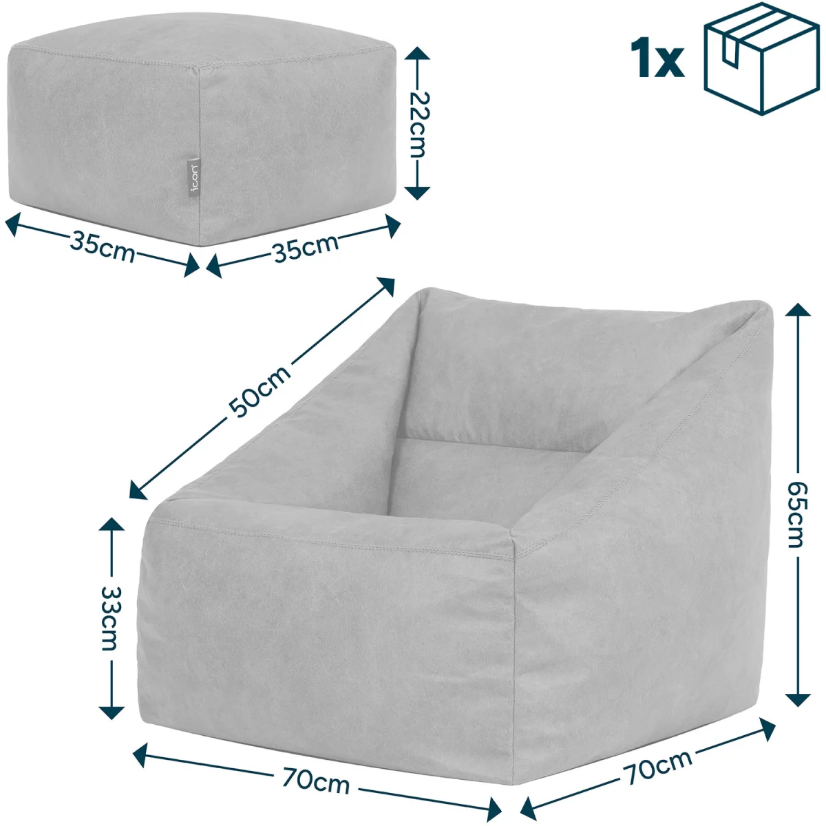 icon Natalia Armchair & Amara Footstool Bundle, Faux Leather Tan - Tan – image 3