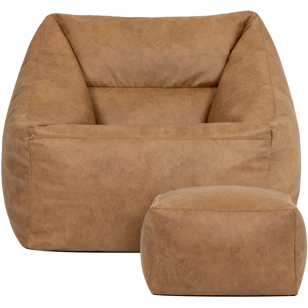 icon Natalia Armchair & Amara Footstool Bundle, Faux Leather Tan - Tan – image 4