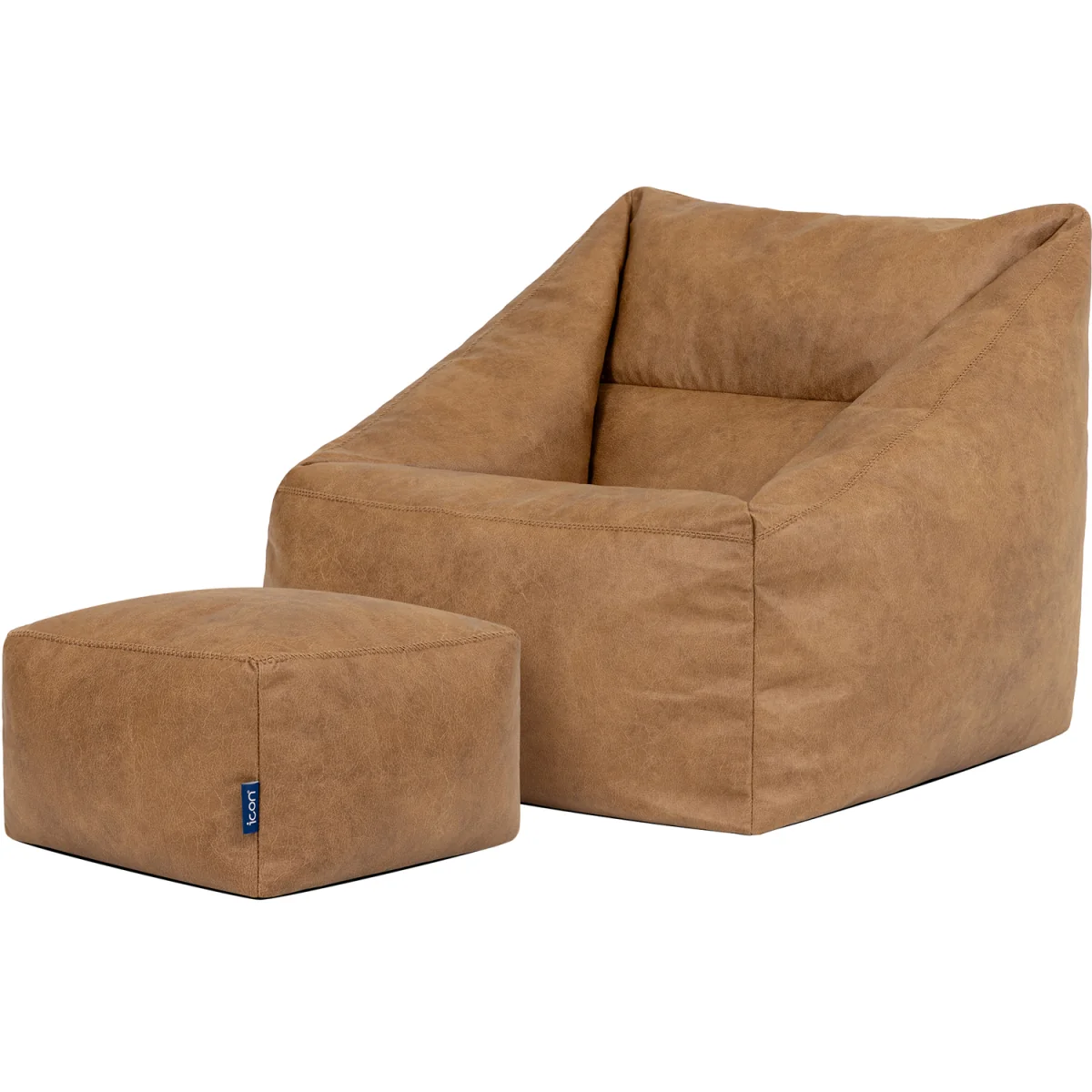 icon Natalia Armchair & Amara Footstool Bundle, Faux Leather Tan - Tan – image 5