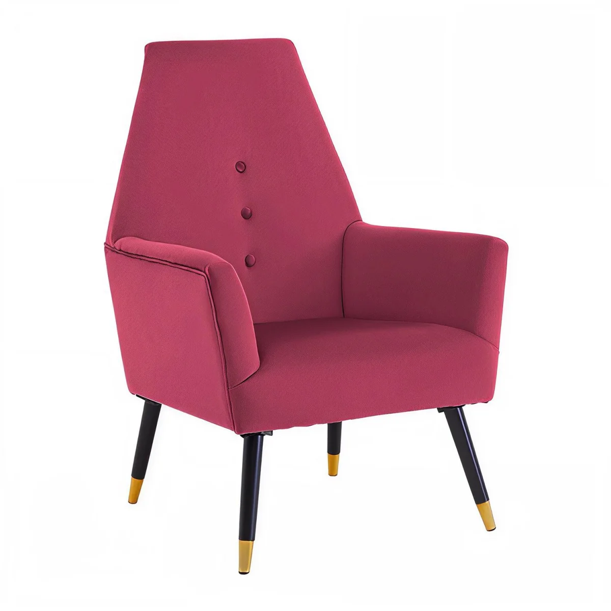 FWStyle Armchair Velvet Upholstered Padded Accent Coushin Buttoned Back - Wine – image 3
