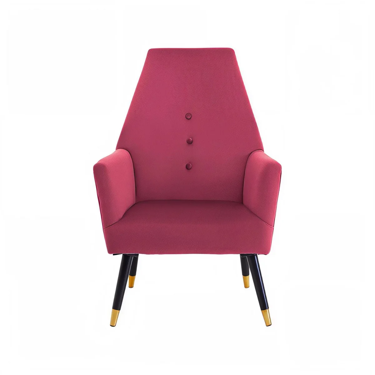 FWStyle Armchair Velvet Upholstered Padded Accent Coushin Buttoned Back - Wine – image 4