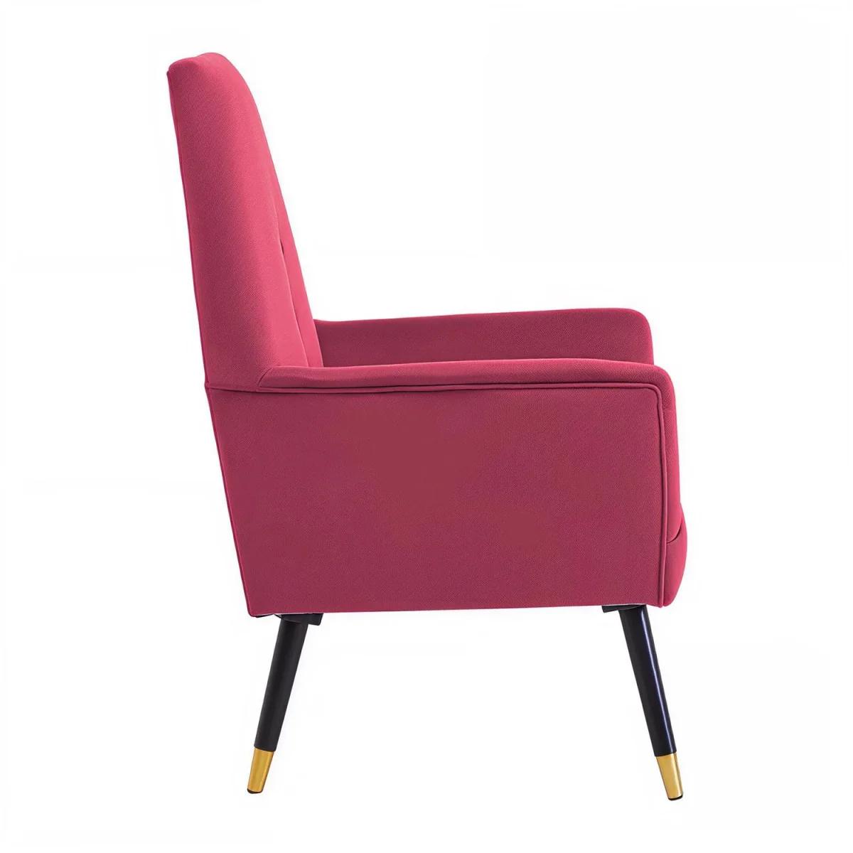 FWStyle Armchair Velvet Upholstered Padded Accent Coushin Buttoned Back - Wine – image 6