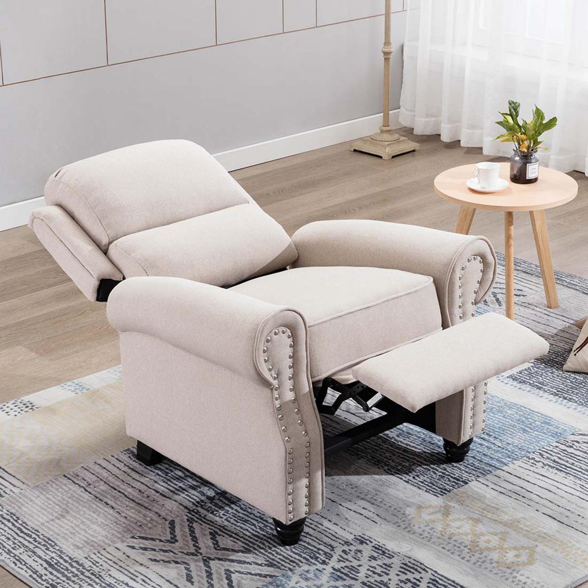 Duxford Fabric Pushback Recliner Armchair - Beige – image 2