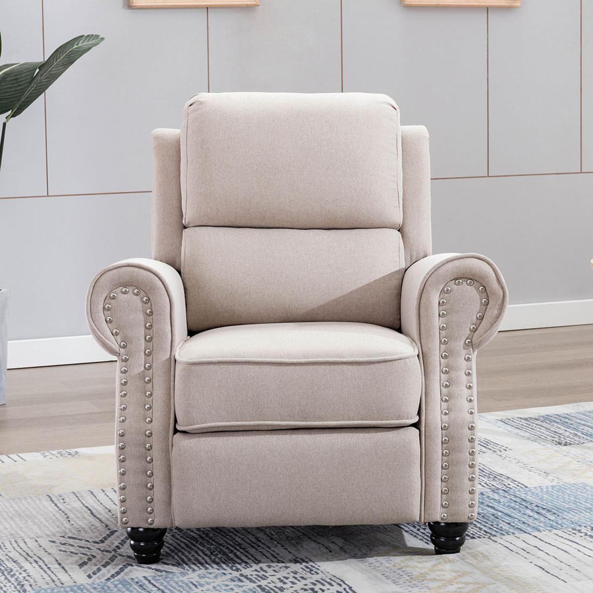 Duxford Fabric Pushback Recliner Armchair - Beige – image 3