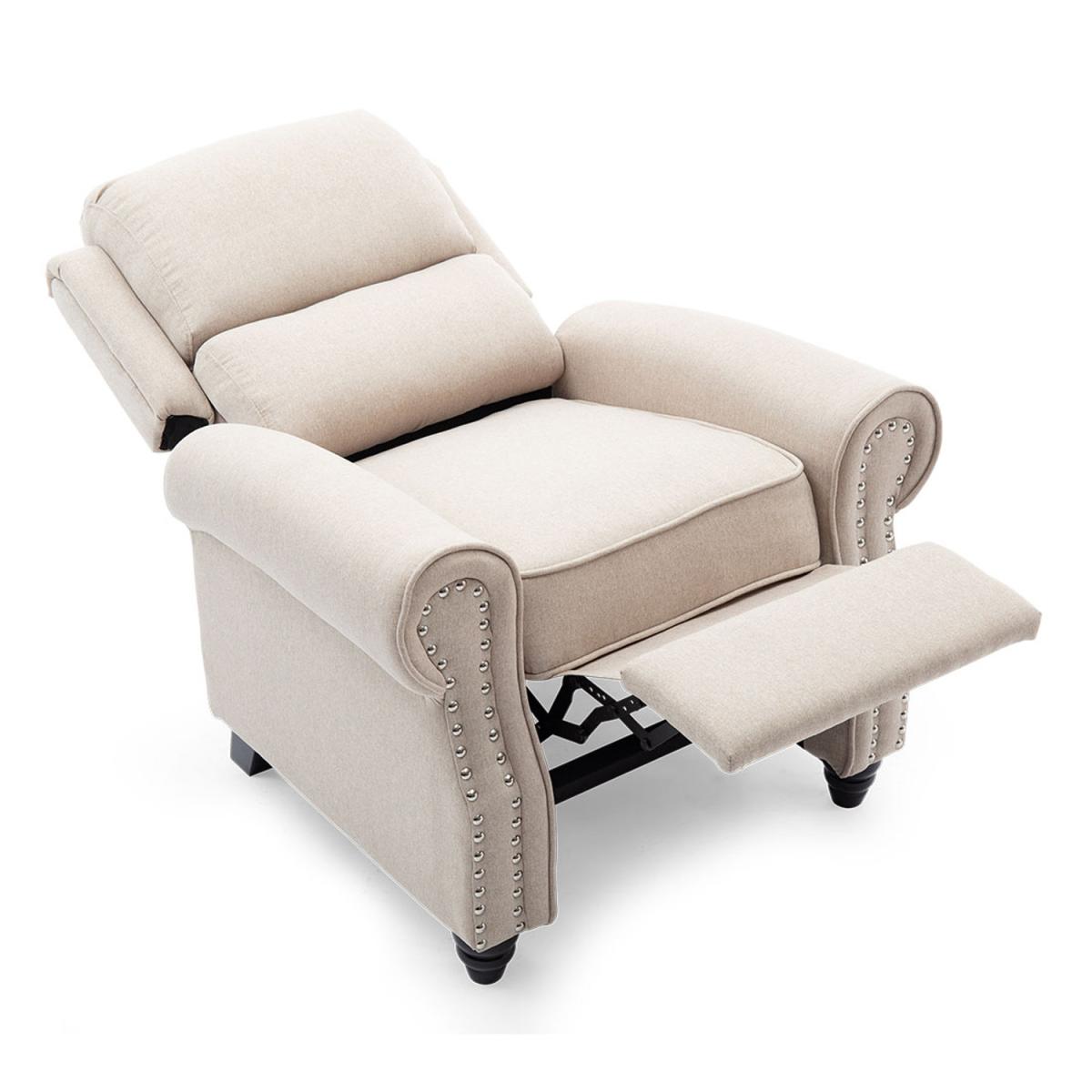 Duxford Fabric Pushback Recliner Armchair - Beige – image 6