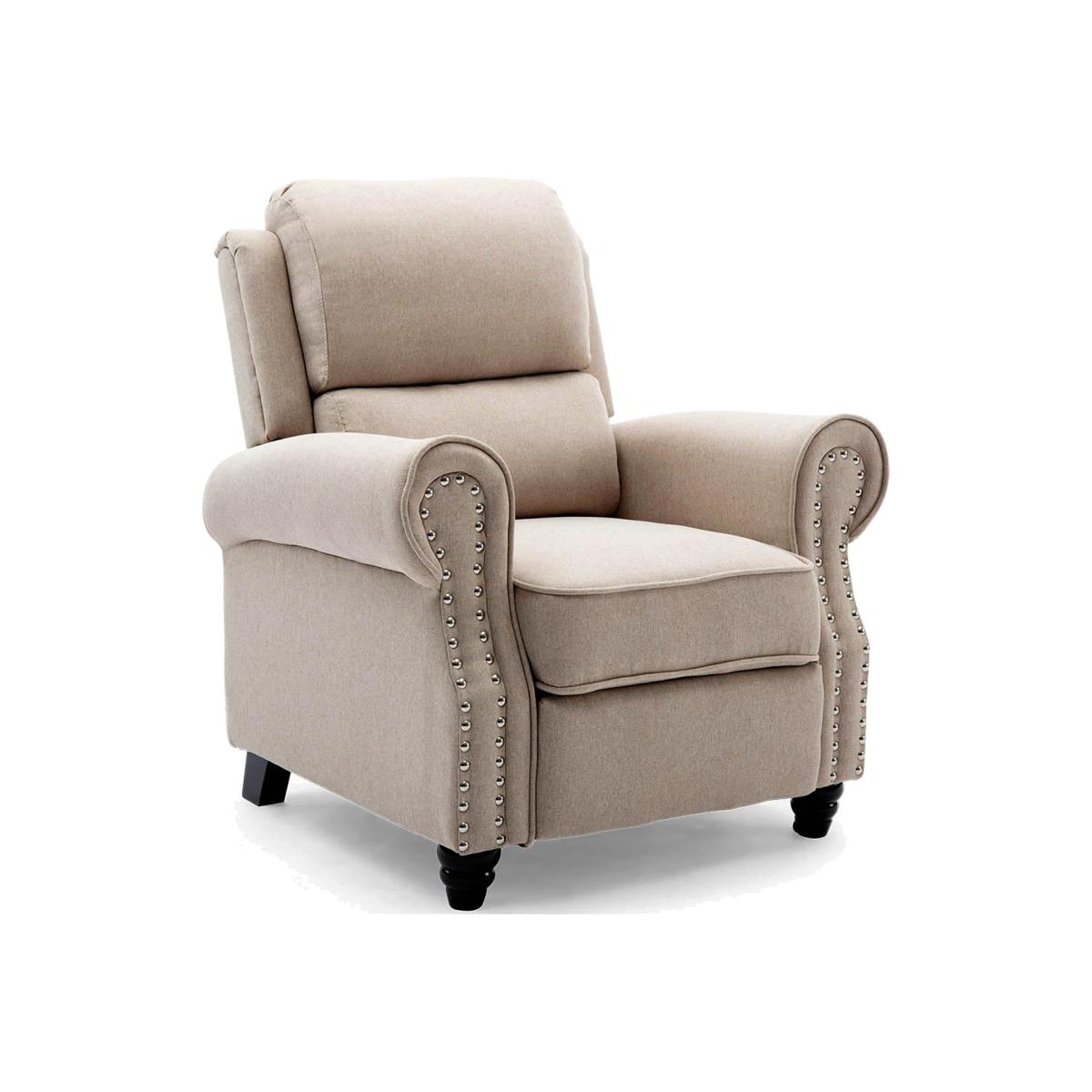 Duxford Fabric Pushback Recliner Armchair - Beige – image 1