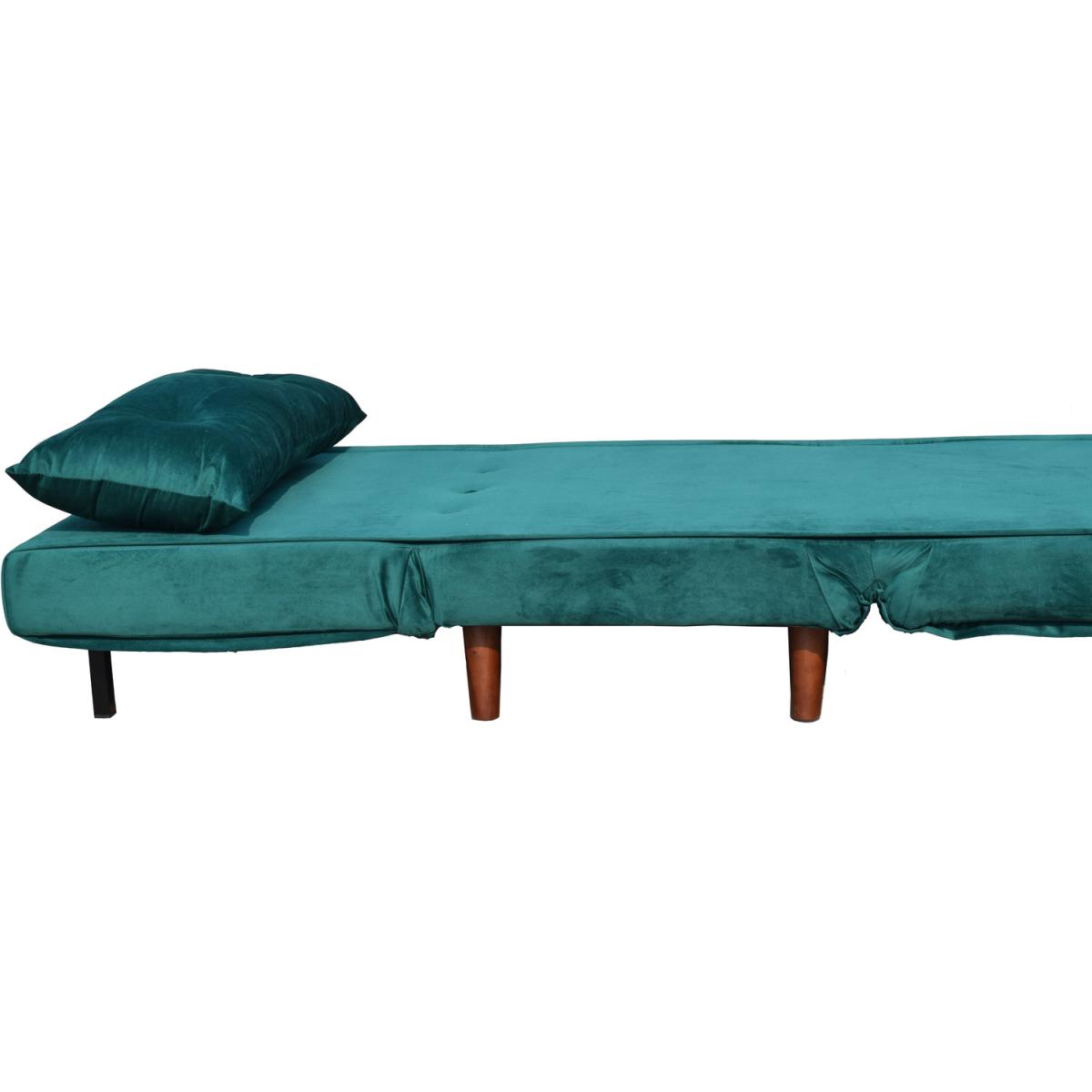 Sofa Bed Chair Velvet Fabric Armchair Sleeper Chair Chaise Pull Out - GREY – image 2