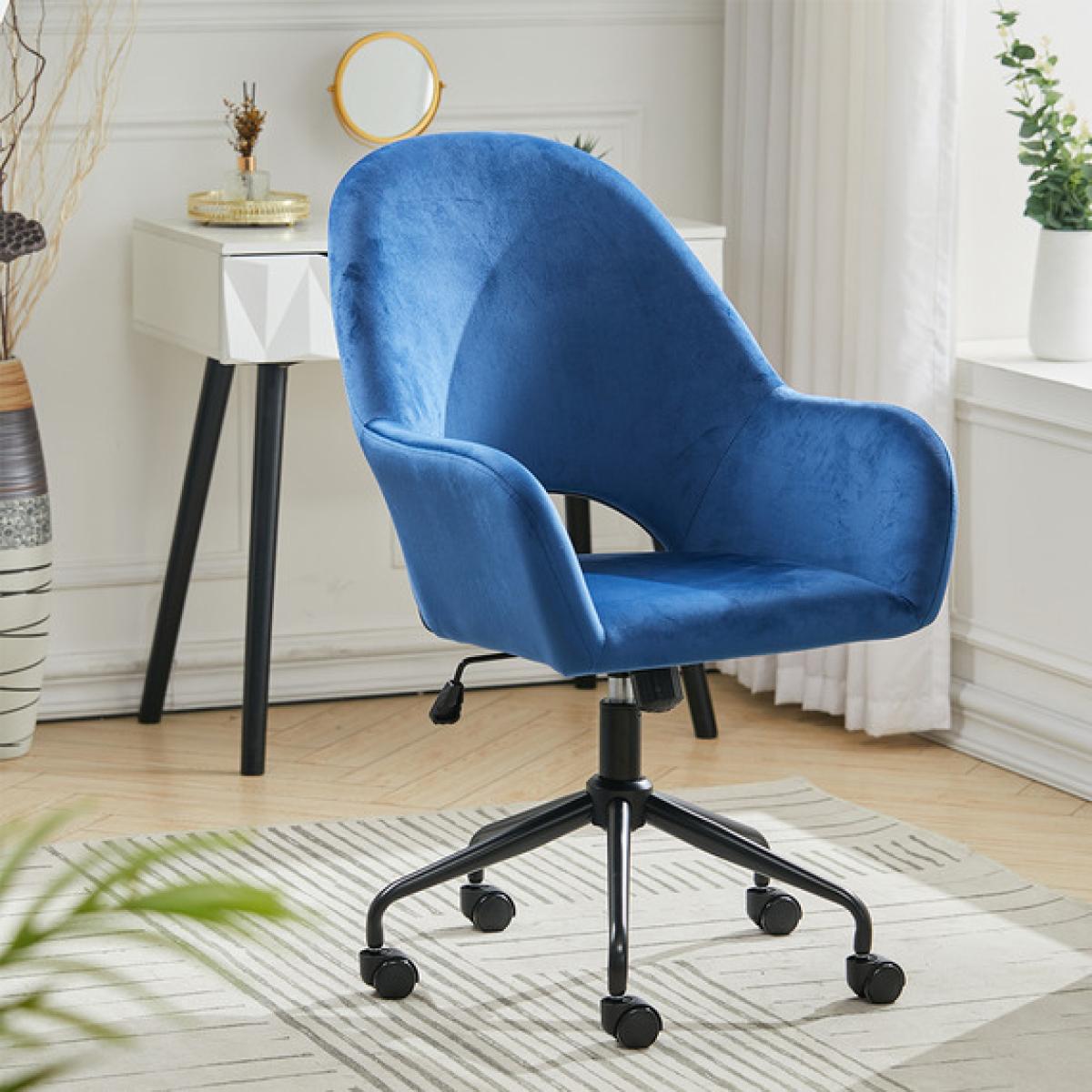 Adjustable Swivel Executive Computer Study Chair Gas Lift Armchair - Blue